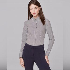 WHBM - Long Sleeve Crisp Poplin Striped Blouse